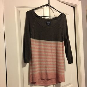 Light pink and gray striped sweater